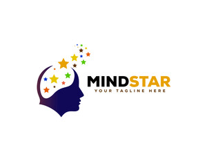 star success mind head logo icon symbol design template illustration inspiration