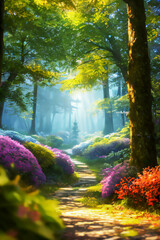 Embrace the tranquility of nature as you stroll along this enchanting forest path
