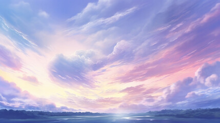 Naklejka na ściany i meble sunset over the sea HD 8K wallpaper Stock Photographic Image 