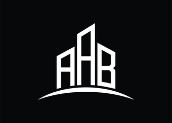 Letter AAB building vector monogram logo design template. Building Shape AAB logo.