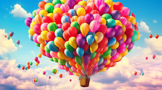 balloons in the sky HD 8K wallpaper Stock Photographic Image 