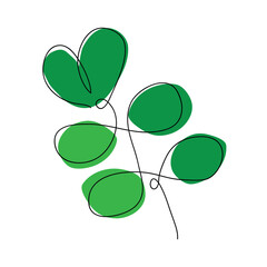 Leaves elements. Garden floral plants vector illustration.