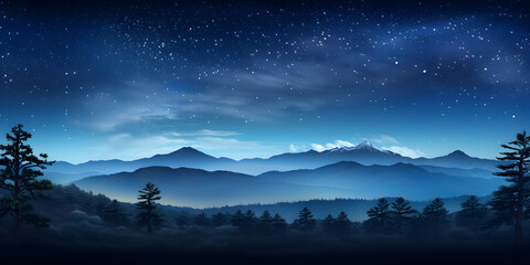 Fototapeta premium Night sky with stars and silhouette of tree