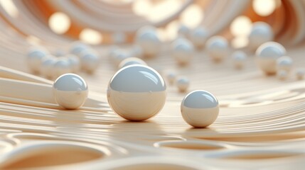 A flock of pristine spheres dance upon a canvas, resembling a field of unbroken eggs waiting to be cracked open