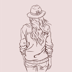 person in a hat vector for card illustration decoration