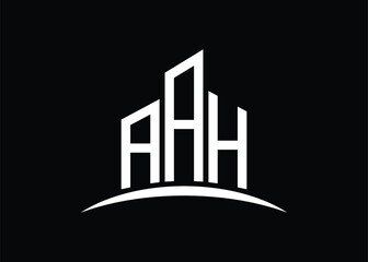 Fototapeta premium Letter AAH building vector monogram logo design template. Building Shape AAH logo.