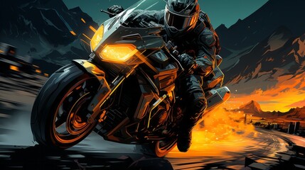 The motorcyclist's tire kicks up dust as he leans into a sharp turn, the spinning wheel of his vehicle capturing a thrilling image of his wild outdoor adventure
