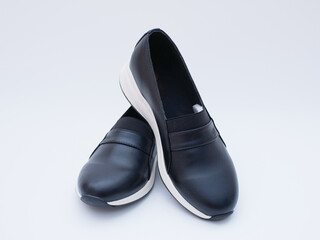 a pair of women's black casual loafers