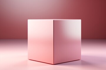  Minimalistic cube-shaped box emerging from the ground, featuring a soft pastel pink hue, Generative AI