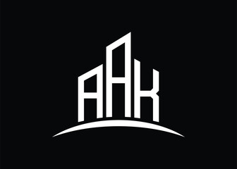 Letter AAK building vector monogram logo design template. Building Shape AAK logo.