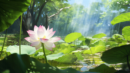 pink water lily HD 8K wallpaper Stock Photographic Image 