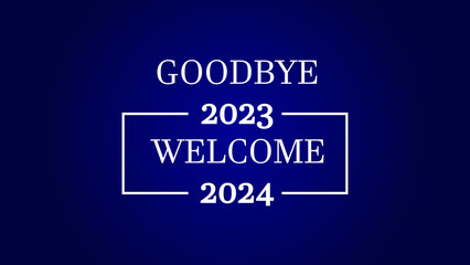 Pure Goodbye 2023 Welcome 2024 Stylish Text Design illustration