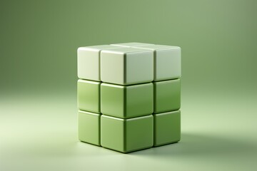  Pastel green cube rotating slowly, creating a hypnotic and calming visual, Generative AI