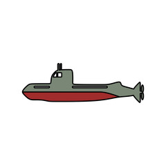 Military Submarine in lineal color flat icon. War design element vector illustration in trendy style. Editable graphic resources for many purposes.