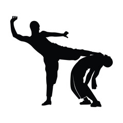 Silhouette of kung fu fight. Kung Fu encompasses a wide range of fighting styles and techniques, each with its unique movements, forms, and philosophies. It's not limited to just physical combat.