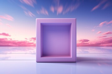 Pastel purple cube framed by soft pastel gradients, conveying a sense of depth and dimension, Generative AI 