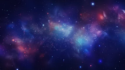 Foto op Aluminium Abstract Space background panoramic, realistic nebula and shining stars.AI generated © saifur