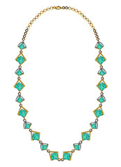 Naklejka premium Jewelry design modern art fancy turquoise necklace hand drawing and painting on paper.