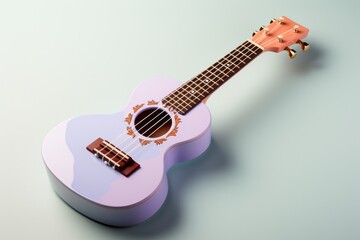Ukulele with a pastel lavender body and pastel turquoise strings, radiating a sense of creativity and artistry, Generative AI 