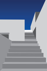illustrator the stair with windows and construction sky