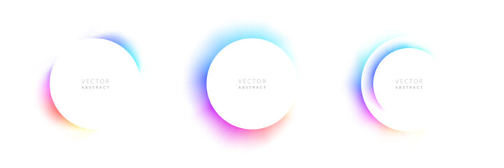 Set of Colorful Neon Lighting Frames on White Background. Vector Abstract Illustration.