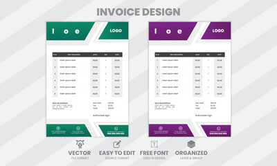 simple and minimal invoice design template.
