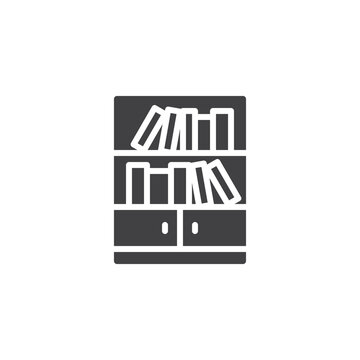 Bookcase with books vector icon
