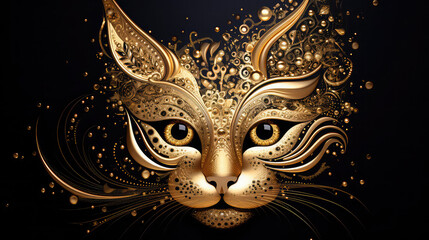 Golden Mandala Cat Face background design