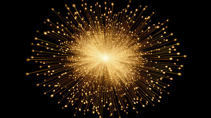Golden fireworks on black background 