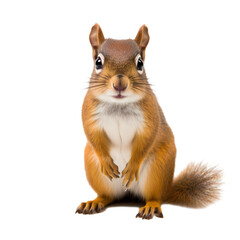 North American red squirrel on transparent background