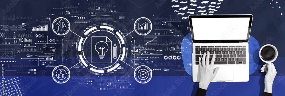 Poster idea of success theme with person using a laptop computer
