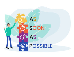ASAP - As Soon As Possible acronym. business concept background. Vector illustration for website banner, marketing materials, business presentation, online advertising