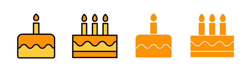 Cake icon set  for web and mobile app. Cake sign and symbol. Birthday cake icon