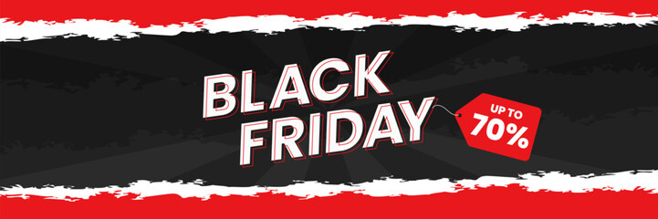 Black Friday Sale horizontal banner template for social media posts, mobile apps, banners design, web or internet ads. Trendy abstract square template with geometric shape