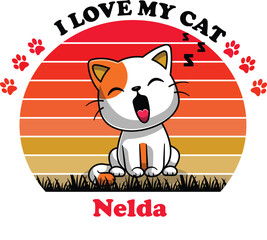 Nelda Is My Cute Cat, Cat name t-shirt Design