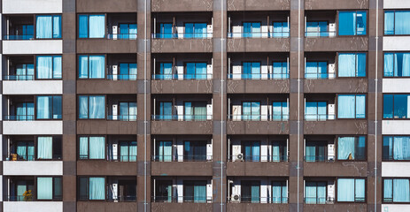 Fototapeta na wymiar Closeup of skyscraper facade abstract urban background pattern