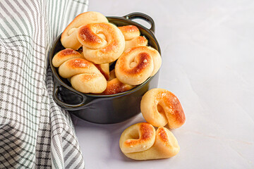 Marzipan delicacies in a small saucepan