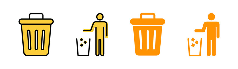 Trash icon set for web and mobile app. trash can icon. delete sign and symbol.