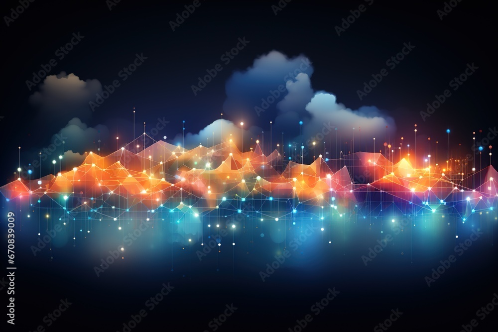 Poster abstract background technology, cloud networking, generative ai.