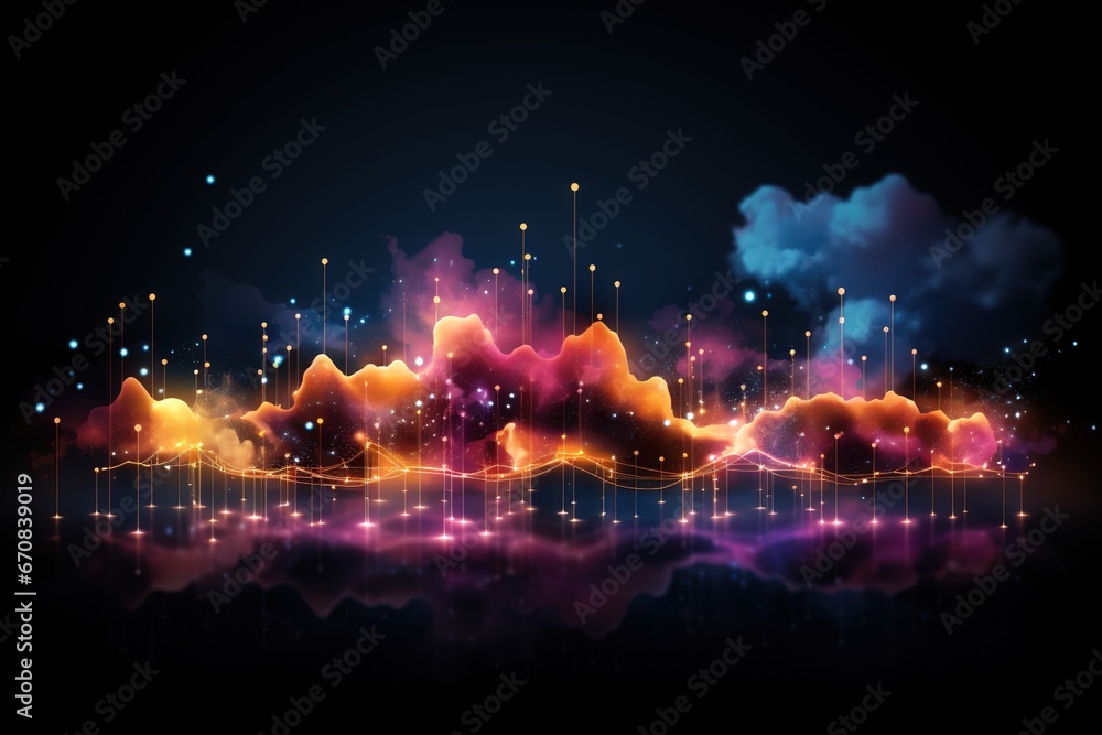 Poster abstract background technology, cloud networking, generative ai.