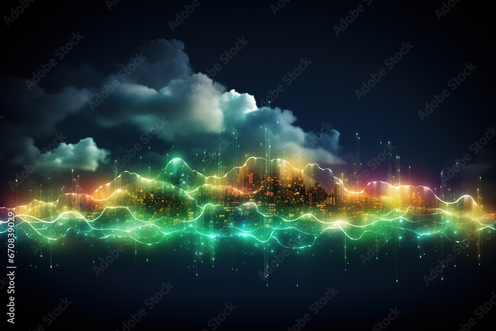 Poster abstract background technology, cloud networking, generative ai.
