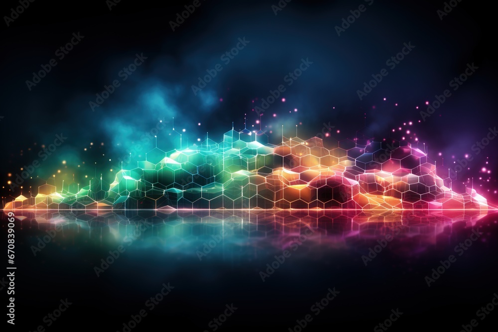 Poster abstract background technology, cloud networking, generative ai.