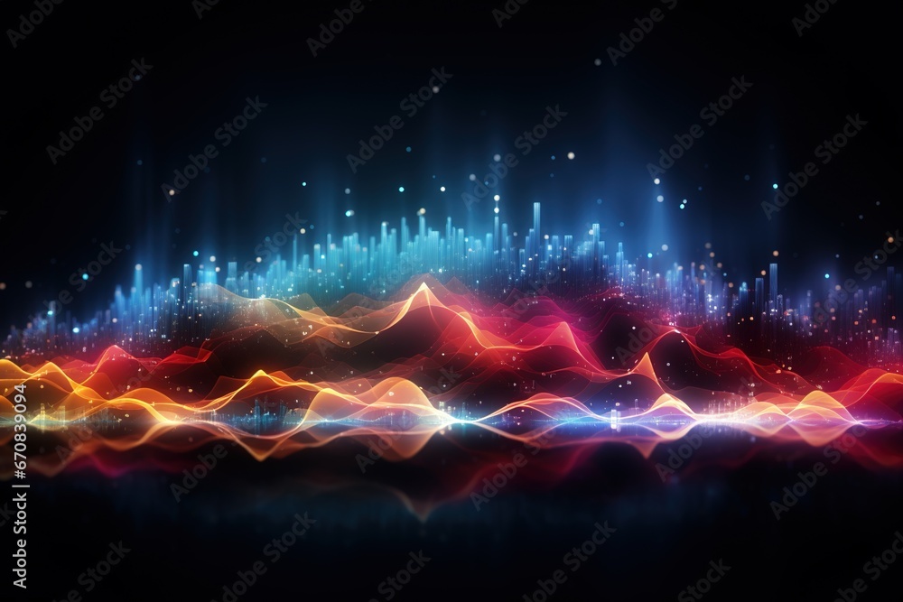 Poster abstract background technology, cloud networking, generative ai.