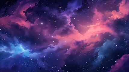 Abstract Space background panoramic, realistic nebula and shining stars.AI generated