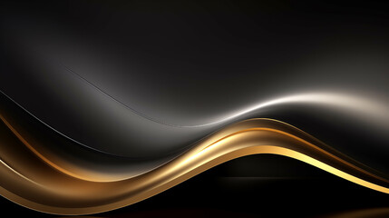 Abstract black gold 3d wave background. Golden wave on black background, luxury modern concept luxury swirling black gold background. Modern gold black abstract wave curved background for design.
