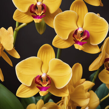 Graphics Generative AI image of yellow orchids in the garden
