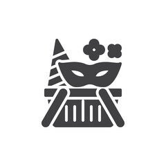 Shopping Basket with party essentials vector icon