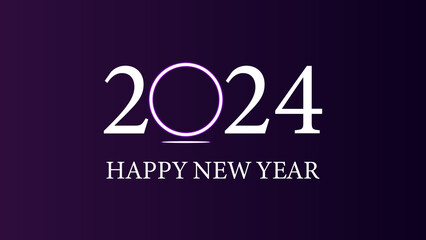 Happy New Year 2024 text and gradient background illustration design