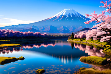 montaña en japon - obrazy, fototapety, plakaty