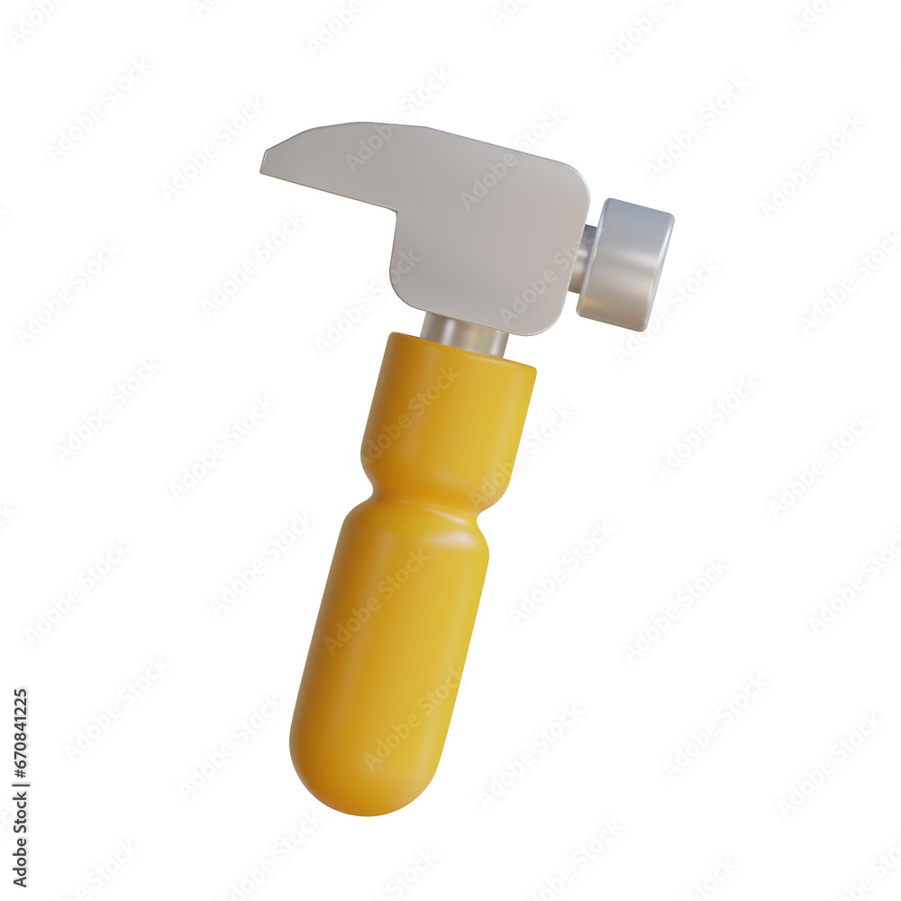 Poster 3d model of standard claw hammer for construction work.ergonomic claw hammer 3d model with comfortab